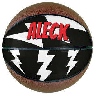 Thunderbolt lightning flash strikes personalized basketball