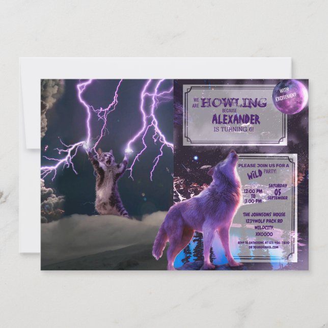 Thunderbolted cat invitation (Front)