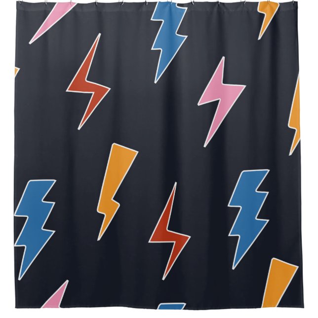 Thunderbolts seamless pattern,hand drawn lightning shower curtain (Front)