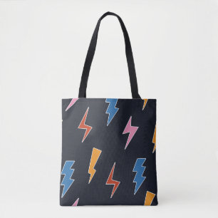Thunderbolts seamless pattern,hand drawn lightning tote bag