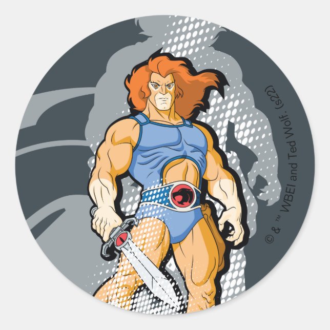 ThunderCats | Lion-O Halfttone Shadow Graphic Classic Round Sticker (Front)