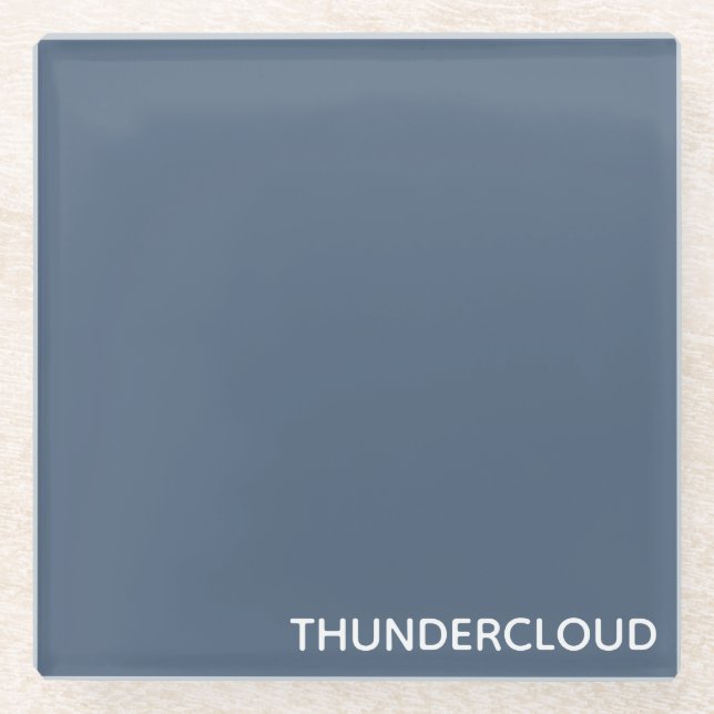 Thundercloud Blue-gray Color Name Glass Coaster (Front)