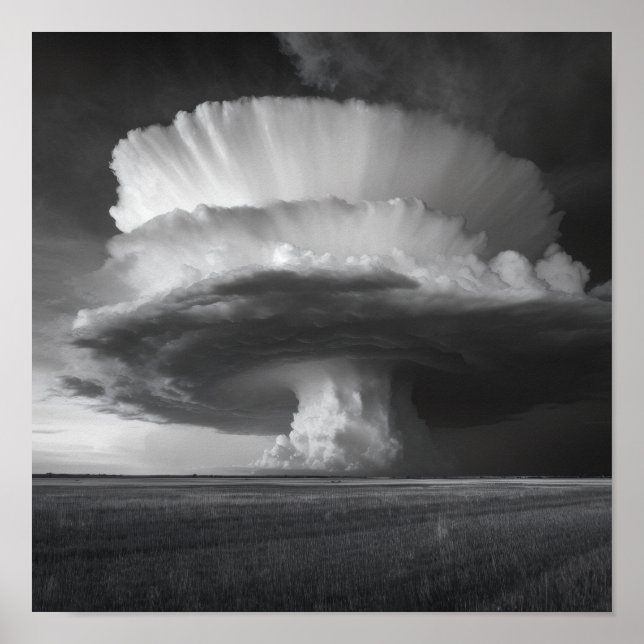 Thunderhead Cloud - Dramatic Black and White Poster (Front)
