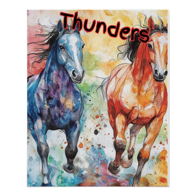 Thunders - Watercolor Horses Poster (Front)