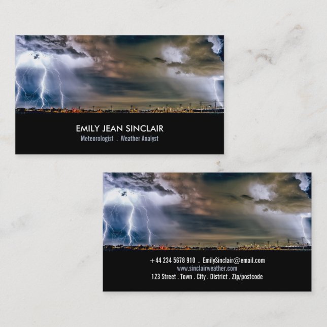 Thunderstorm and Lightening, Meteorologist Business Card (Front/Back)