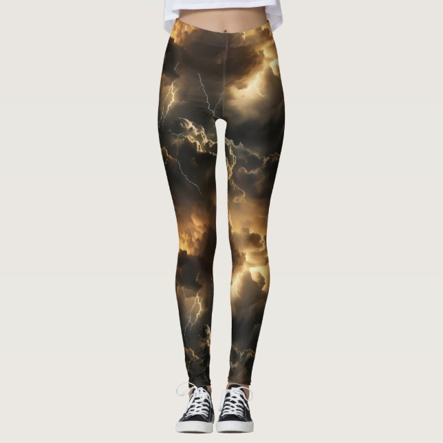 Thunderstorm Clouds Pattern Leggings (Front)