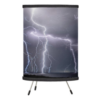Thunderstorm Lightning Storm Black & Purple Photo  Lamp