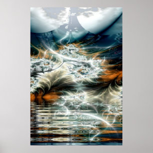 thunderstorm over the mountain lake poster