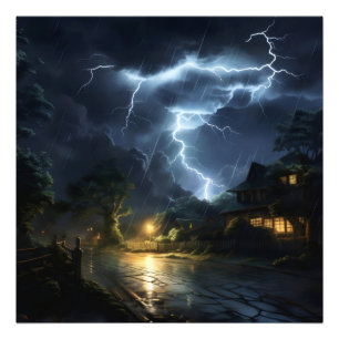 Thunderstorm over Village Photo Print