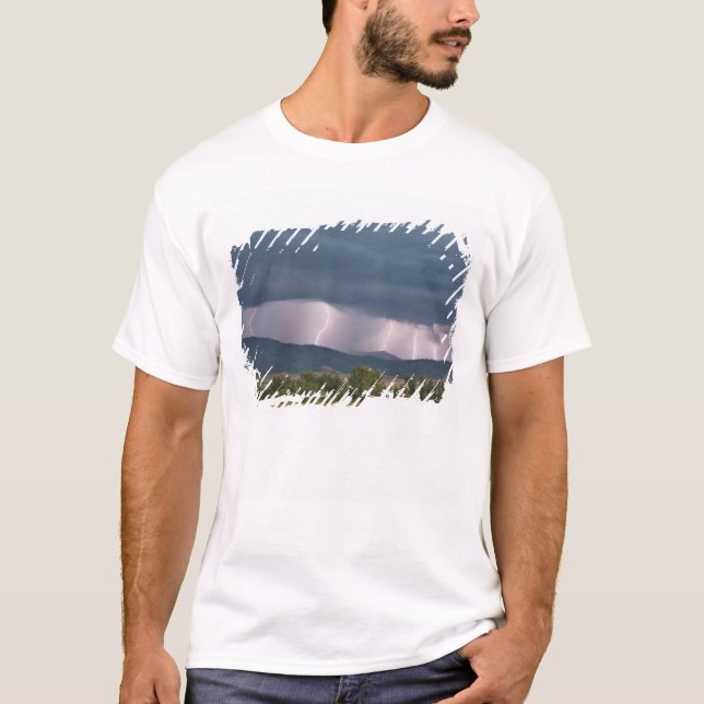 Thunderstorm produced lightning in the Jocko T-Shirt (Front)