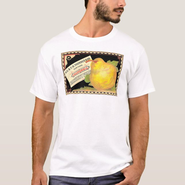 Thurber Pears - Vintage Fruit Crate Label T-Shirt (Front)