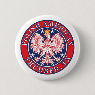 Thurber Texas Polish American Eagle 6 Cm Round Badge