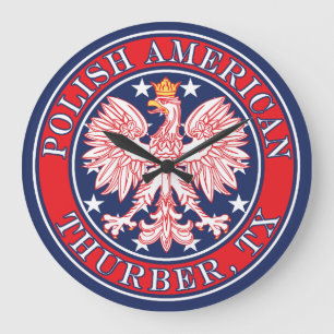 Thurber Texas Polish American Eagle Large Clock