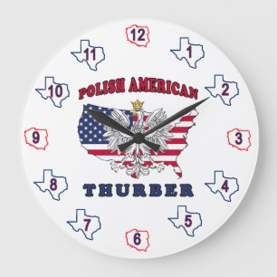 Thurber Texas Polish American Large Clock