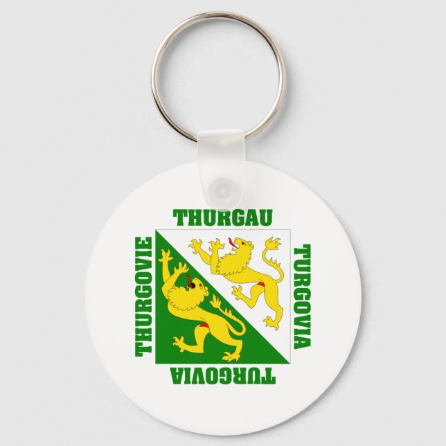 Thurgau Switzerland Canton Flag Key Ring (Front)
