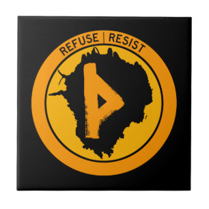 Thurisaz Inkblot Refuse Resist Ceramic Tile