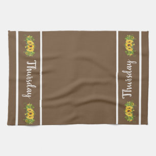 Thursday Day of the Week Sunflower Kitchen Towel