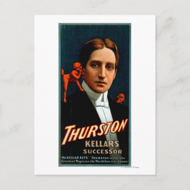 Thurston, Devil telling him secrets Magic Postcard (Front)