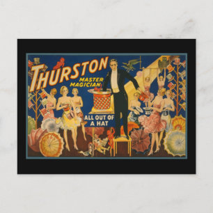 Thurston, master magician all out of a hat postcard