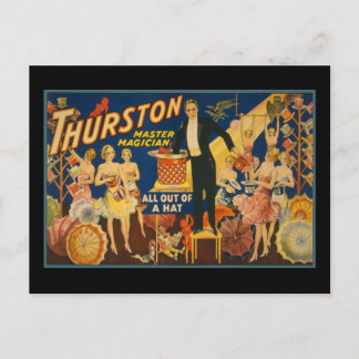 Thurston, master magician all out of a hat postcard