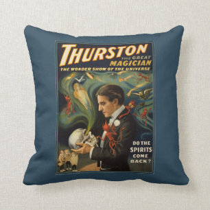 Thurston the Great Magician Holding Skull Magic Cushion