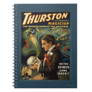 Thurston the Great Magician Holding Skull Magic Notebook