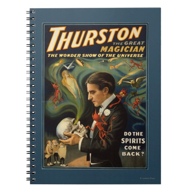 Thurston the Great Magician Holding Skull Magic Notebook (Front)