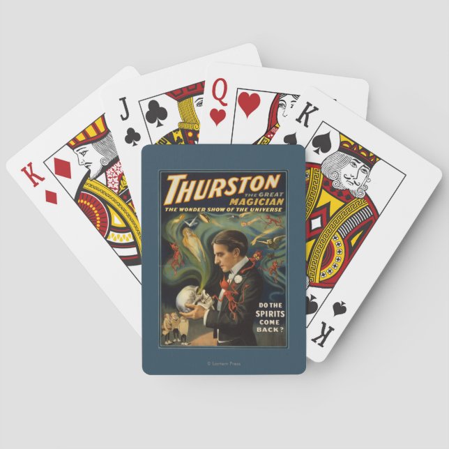 Thurston the Great Magician Holding Skull Magic Playing Cards (Back)