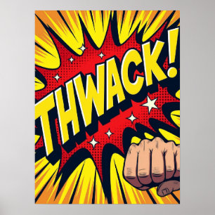 THWACK! Fist Punch Pop Art Impact Poster