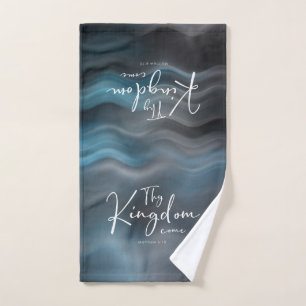 Thy Kingdom Come Modern Script Bible Verse Hand Towel