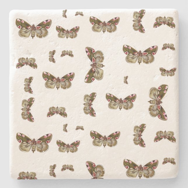Thyatira batis - The Peach Blossom Moth Stone Coaster (Front)