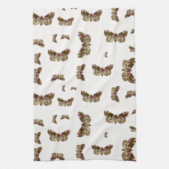 Thyatira batis - The Peach Blossom Moth Tea Towel (Vertical)