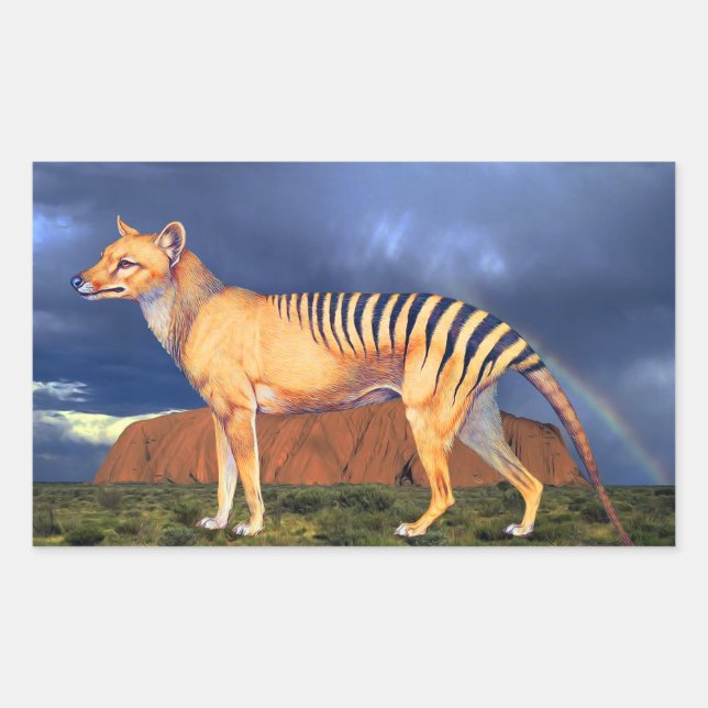 Thylacine (Tasmanian Tiger) Rectangular Sticker (Front)