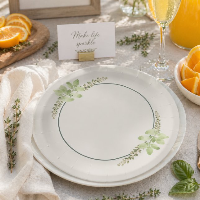 Thyme & Basil Mimosa Party Paper Plate (Creator Uploaded)