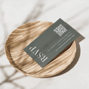 Thyme Green Wedding QR Code RSVP Enclosure Card