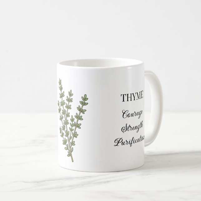 Thyme Herb Illustration and Uses Coffee Mug (Front Right)