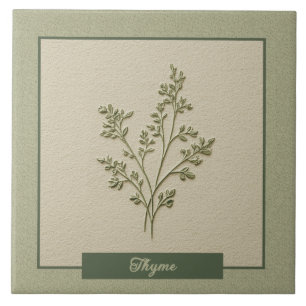 Thyme Herb Kitchen Garden Faux Relief Ceramic Tile