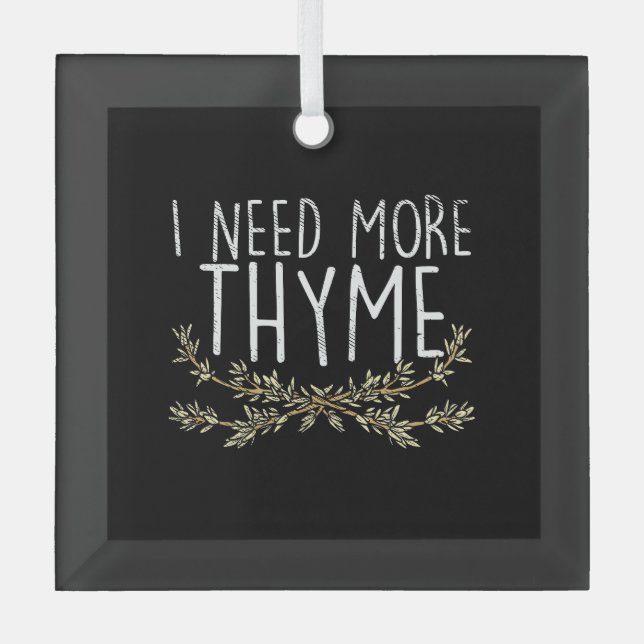 Thyme Herb Plant  Glass Tree Decoration (Front)