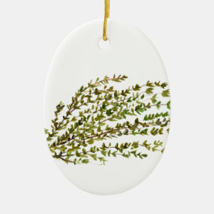 Thyme herbs kitchen art watercolour painting ceramic ornament