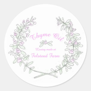 Thyme wreath art Thyme oil sticker