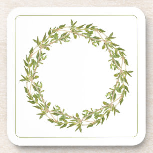 THYME WREATH Hard Plastic Coasters