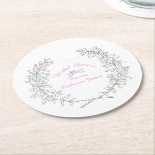 Thyme wreath personalised bridal shower coasters