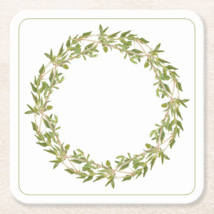 THYME WREATH Square Paper Coasters