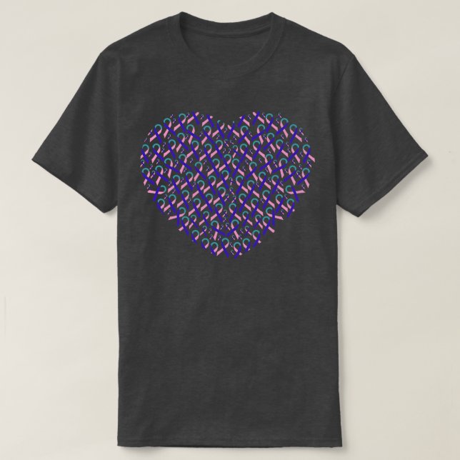 Thyroid Awareness Ribbon Heart T-Shirt (Design Front)