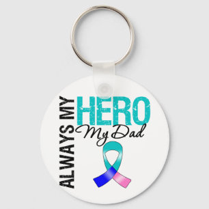 Thyroid Cancer ALWAYS MY HERO MY DAD Key Ring