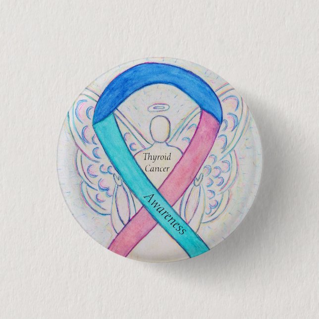 Thyroid Cancer Angel Awareness Ribbon Pins (Front)