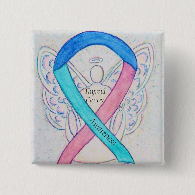 Thyroid Cancer Angel Awareness Ribbon Pins (Front)