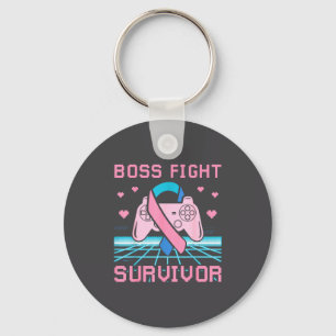 Thyroid Cancer Awareness Boss Fight Survivor Gamer Key Ring