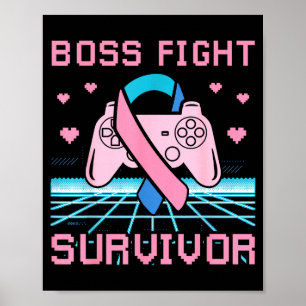 Thyroid Cancer Awareness Boss Fight Survivor Gamer Poster