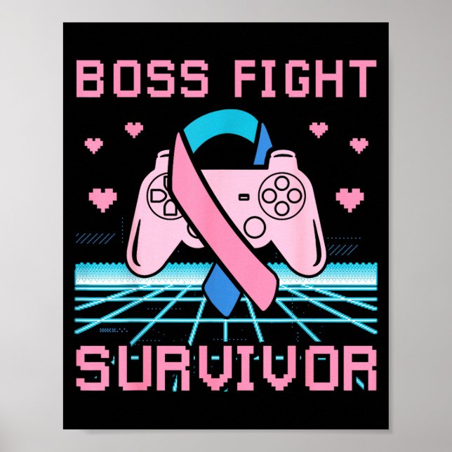 Thyroid Cancer Awareness Boss Fight Survivor Gamer Poster (Front)